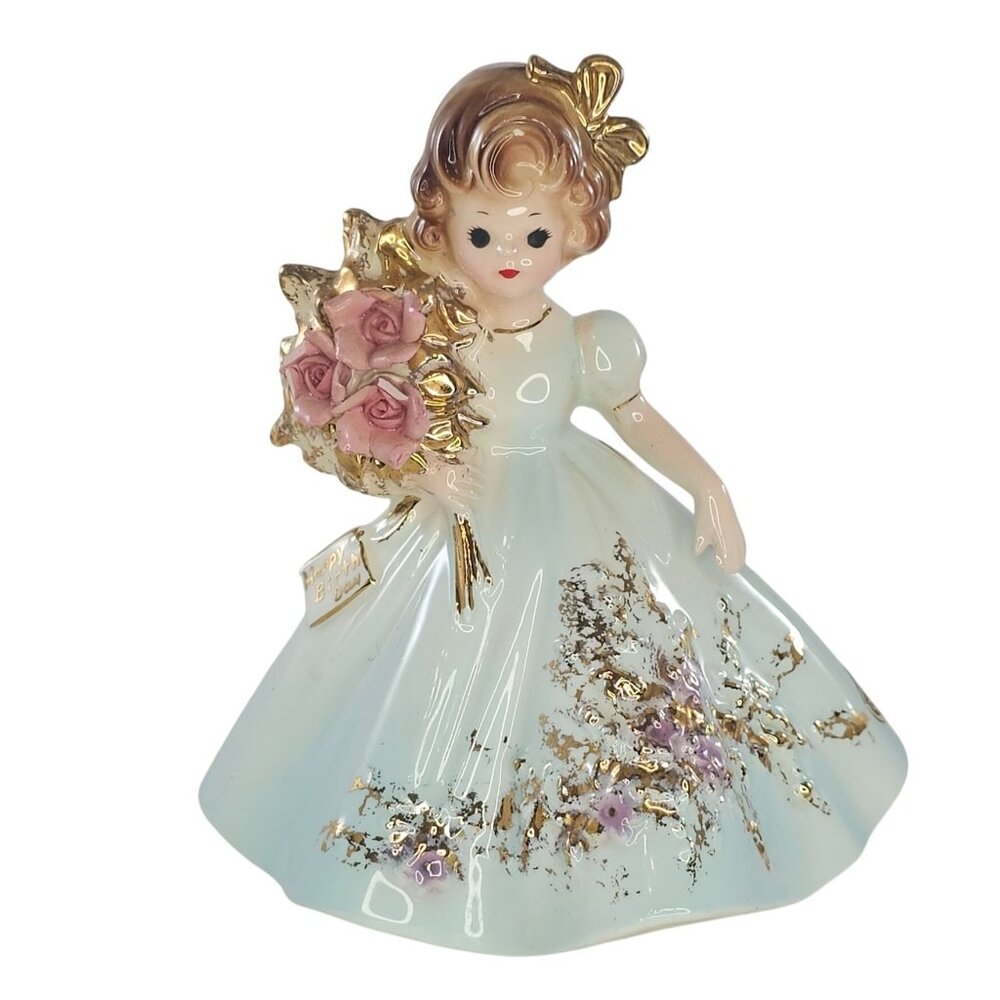 Josef Original Happy Birthday Party Series Karla Figurine Bouquet Roses CHIPS